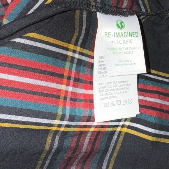 J. CREW Jeweled Button Popover Top Stewart Tartan Plaid Long Sleeve Stretch M - Picture 12 of 12